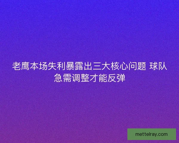 老鹰本场失利暴露出三大核心问题 球队急需调整才能反弹